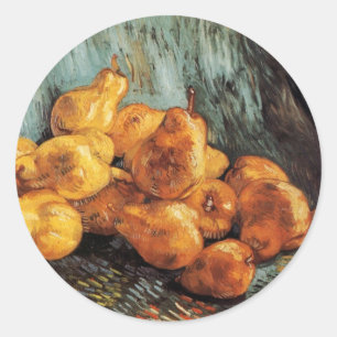 Adesivo Redondo De Van Gogh vida com peras do marmelo, arte ainda