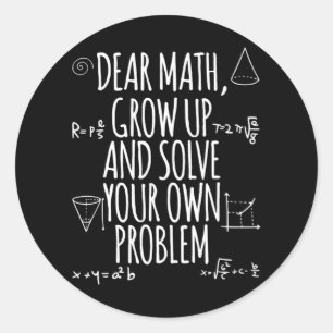 Adesivo Redondo De Volta À Citação De Matemática Para Meninas Adol