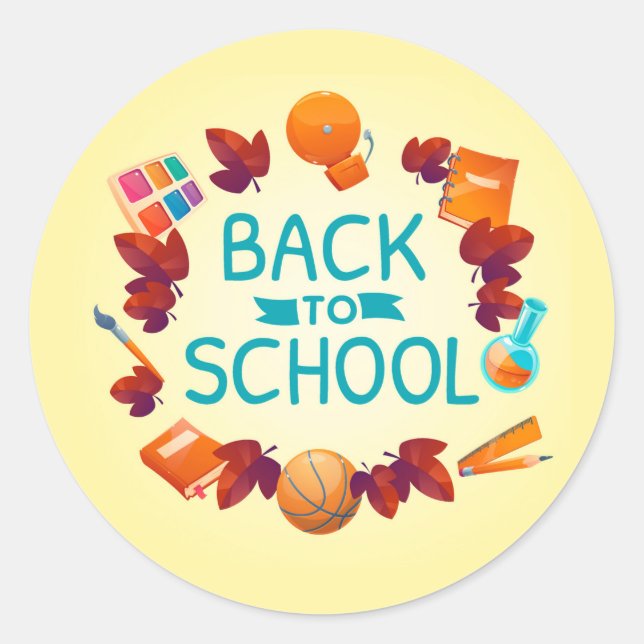 Adesivo Redondo De volta à escola (Frente)