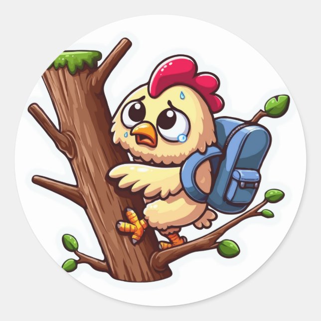 Adesivo Redondo De Volta À Escola - Clima De Frango Ansioso (Frente)