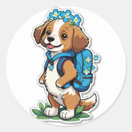 Adesivo Redondo De volta à escola de papoila - um amigo que não me