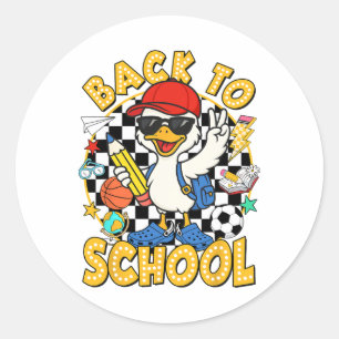 Adesivo Redondo De Volta à Escola Engraçado Silly Goose Primeiro D