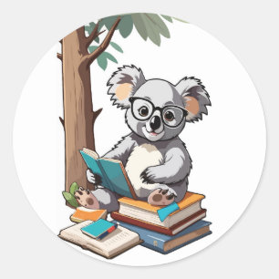 Adesivo Redondo De volta à escola Koala - Personagem de desenho an