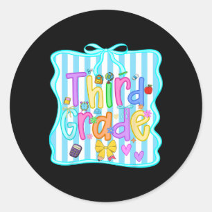 Adesivo Redondo De Volta À Escola Meninas De Terceiro Grau Arco Ch