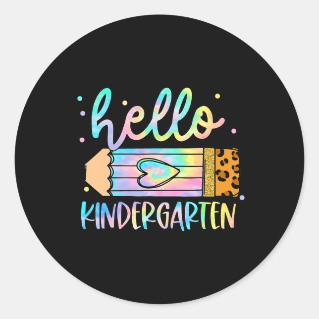 Adesivo Redondo De Volta À Escola Olá Jardim De Infância Leopard T (Frente)