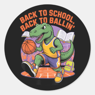 Adesivo Redondo De Volta À Escola Para Ballin Basball Dino