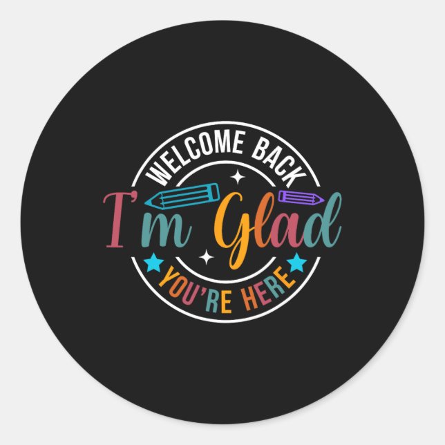 Adesivo Redondo De volta à Escola Professor Bem-vindo De Volta Est (Frente)