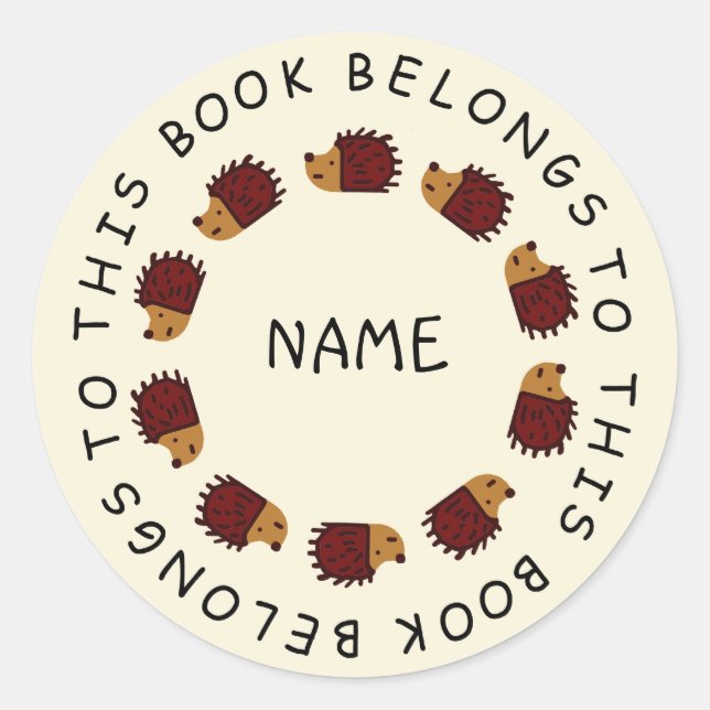Adesivo Redondo De Volta Para O Sticker Hedgehog Da Escola (Frente)
