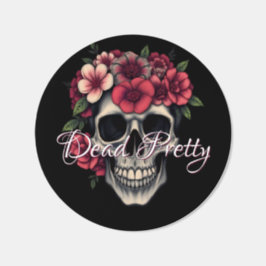 Adesivo Redondo Dead Pretty Floral Skull Stickers