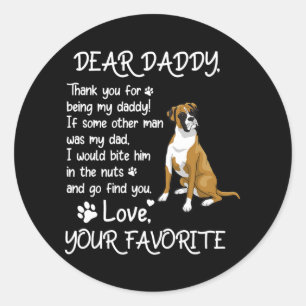 Adesivo Redondo Dear Daddy Boxer lovers Dog Dad Father's Day