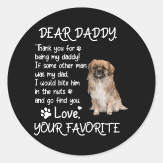 Adesivo Redondo Dear Daddy Tibetan Spaniel Dog Dad Father's Day 