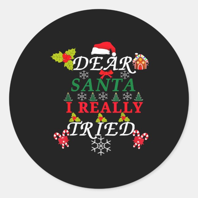 Adesivo Redondo Dear Santa Funny Christmas Meme Family Xmas Pajama (Frente)