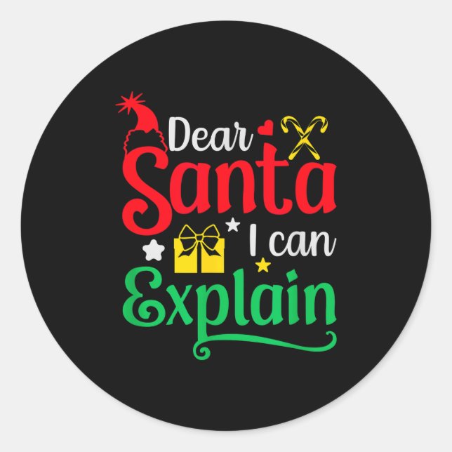 Adesivo Redondo Dear Santa I Can Explain Funny Christmas  (Frente)