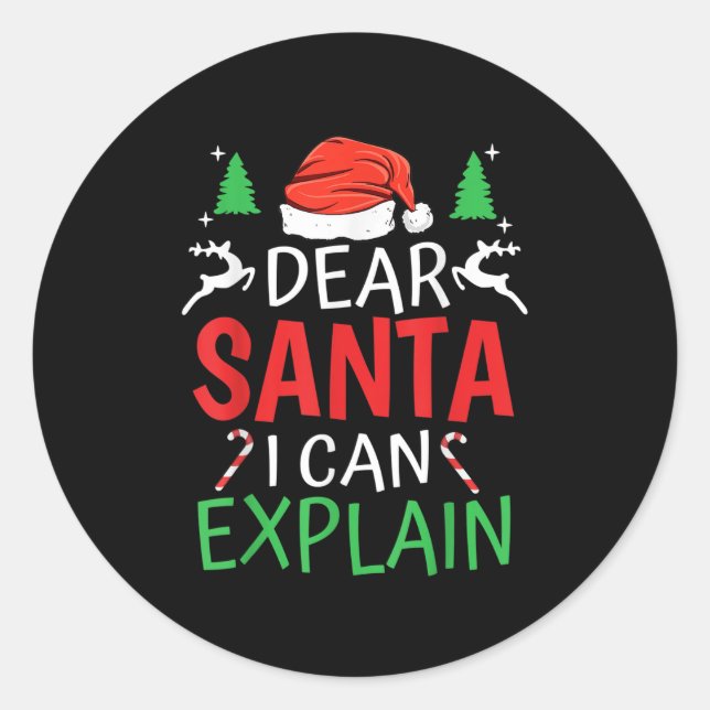 Adesivo Redondo Dear Santa I Can Explain Funny Christmas Joke Humo (Frente)