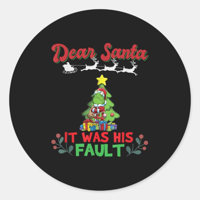Adesivo Redondo Dear Santa It Was His Fault Siblings Matching Xmas (Frente)