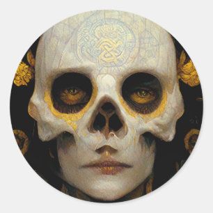 Adesivo Redondo Death Mask Fantasy Sci-Fi Art