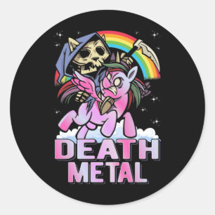 Adesivo Redondo Death Metal Unicorn Reaper Rainbow