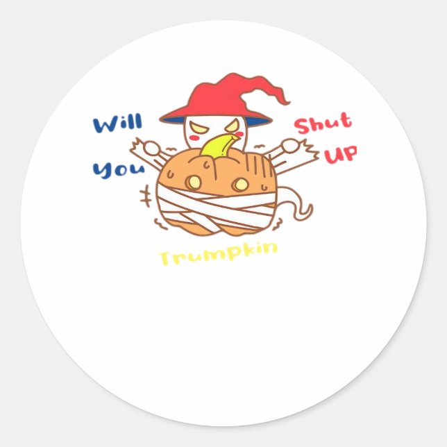 Adesivo Redondo Debate Sobre As Eleições De Trumpkin No Halloween  (Frente)