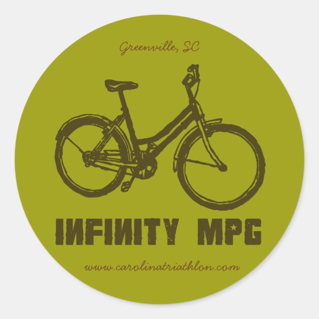 Adesivo Redondo decal castanho INFINITY MPG, www.carolinatriathlon (Frente)