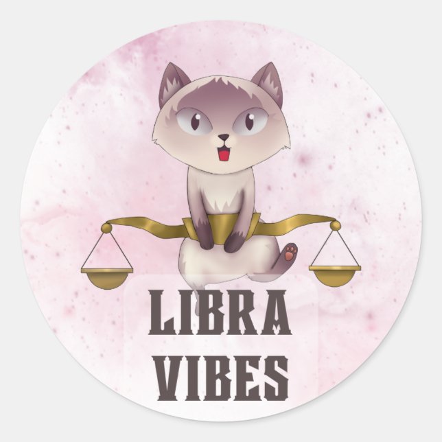 Adesivo Redondo Decal Libra Zodiac para Amantes de Astrologia (Frente)