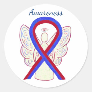 Adesivo Redondo Decano do Angel Sticker de Fita Vermelha e Azul