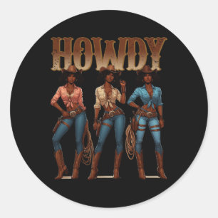 Adesivo Redondo Décima Sétima Cowgirl Western Rodeo Melanin Histor
