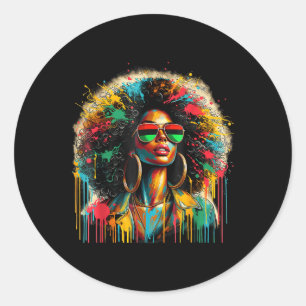 Adesivo Redondo Décima Sétima Negra Rainha Afro-Africana Melanina
