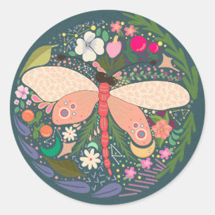 ADESIVO REDONDO DECISÕES DE APARELHOS DE ARTE DRAGONFLY