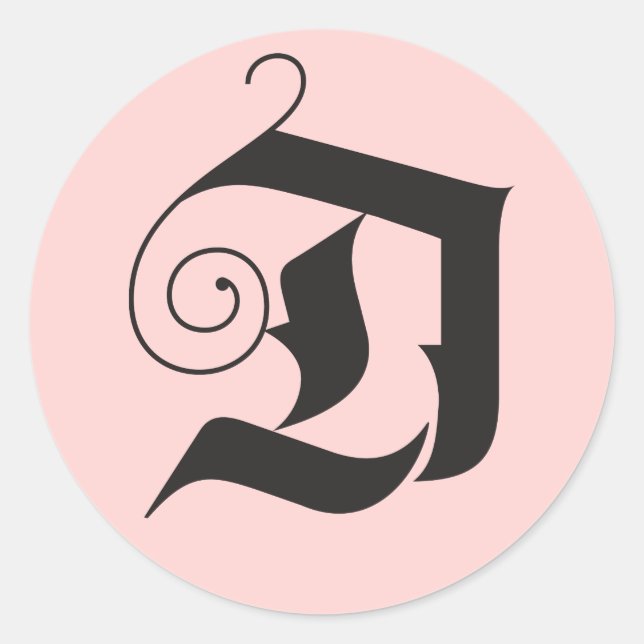 Adesivo Redondo Deck the Halls Modern D Monograma Cor-de-Rosa (Frente)