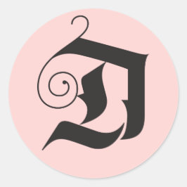 Adesivo Redondo Deck the Halls Modern D Monograma Cor-de-Rosa