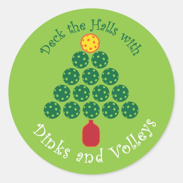 Adesivo Redondo Deck the Halls with Pickleball (Frente)