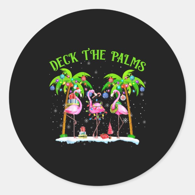 Adesivo Redondo Deck The Palms Flamingo Trocal Christmas Lights  (Frente)