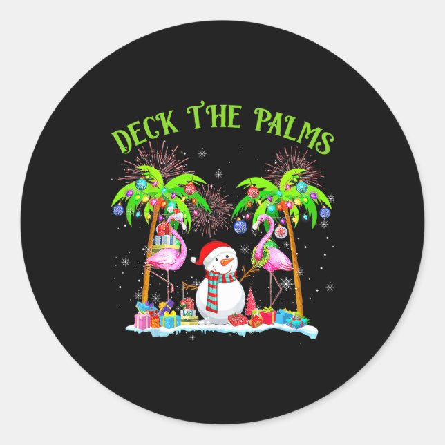 Adesivo Redondo Deck The Palms Flamingo Trocal Christmas Lights Pa (Frente)