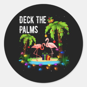 Adesivo Redondo Deck Tree Beach Flamingo Xmas Natal
