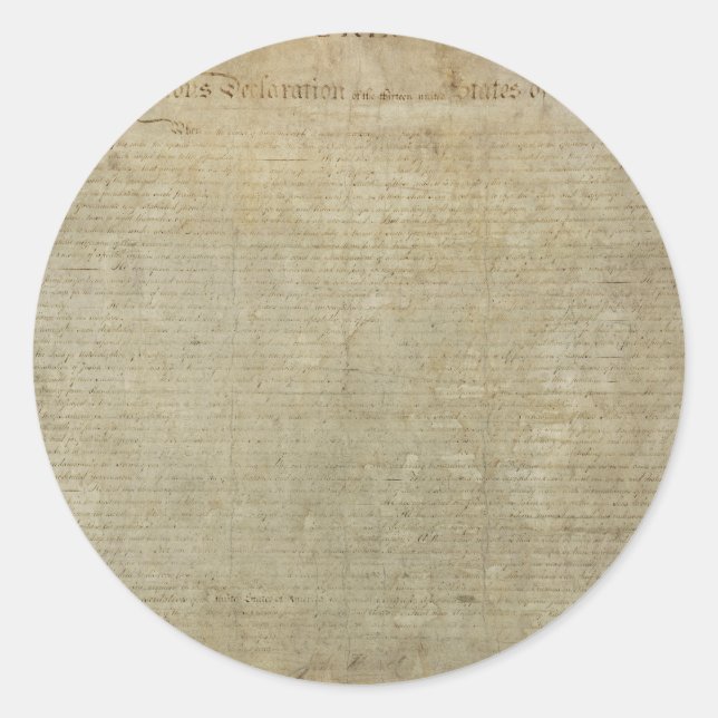 Adesivo Redondo Declaração original de independência (Frente)