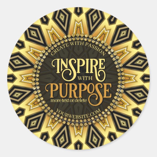 Adesivo Redondo Deco de Arte Amarela Laranja Preto (Frente)