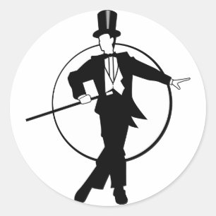 Adesivo Redondo Deco de arte do Dancer Tuxedo Top Hat Cane 20