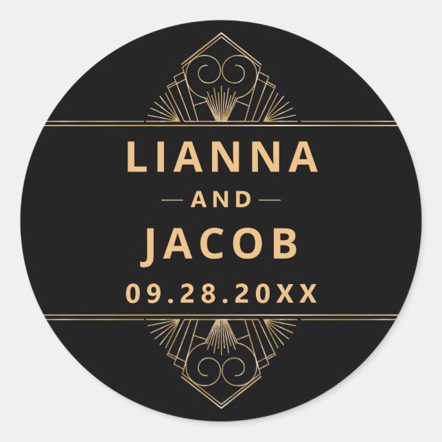 Adesivo Redondo Deco de Arte Elegante Dourado (Frente)