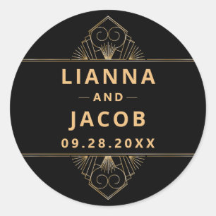 Adesivo Redondo Deco de Arte Elegante Dourado