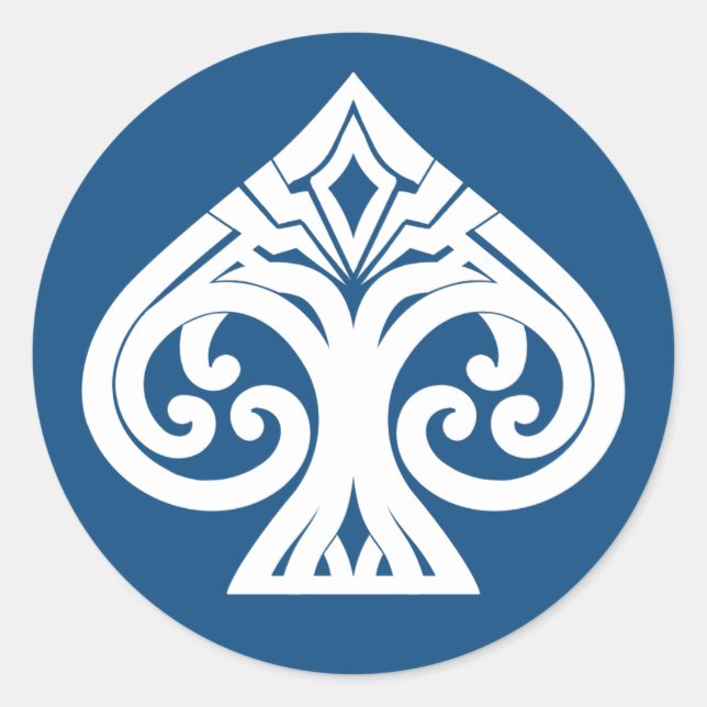 Adesivo Redondo Deco de Arte Sem Bordas Transparente Ás de Espadas (Frente)