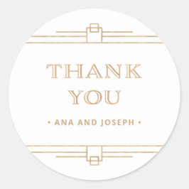 Adesivo Redondo Deco Moderno | Casamento Dourado e Branco Elegante