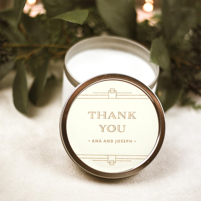 Adesivo Redondo Deco Moderno | Casamento Dourado Elegante de Ivory (Criador carregado)