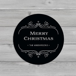 Adesivo Redondo Deco Moderno | Elegante Black Merry Christmas