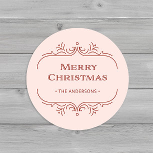 Adesivo Redondo Deco Moderno   Pink e Red Merry Christmas