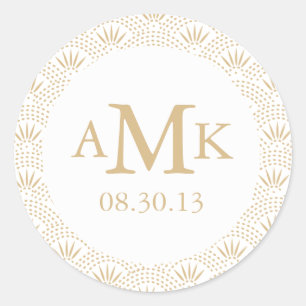 Adesivo Redondo Deco Seigaiha Casamento Monogramas