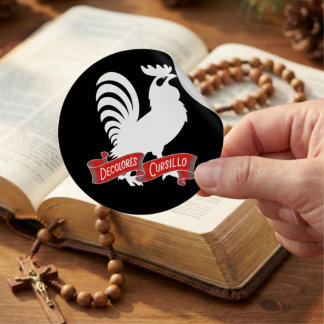 Adesivo Redondo DeColores Cursillo Rooster Silhouette with Banner