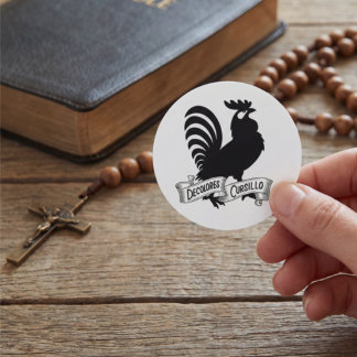 Adesivo Redondo DeColores Cursillo Rooster Silhouette with Banner
