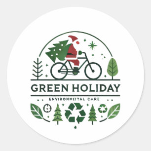 Adesivo Redondo Decor de Natal Ecológico Arte de Natal Verde