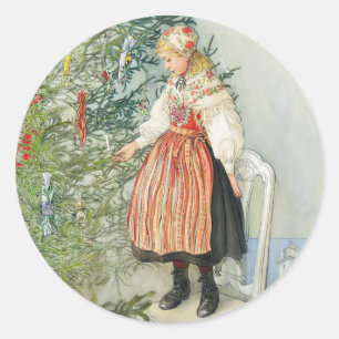 Adesivo Redondo Decoração da Árvore de Natal - Carl Larsson