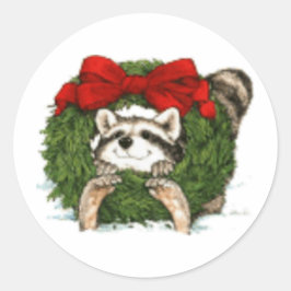 Adesivo Redondo Decoração Da Frota De Natal E Raccoon